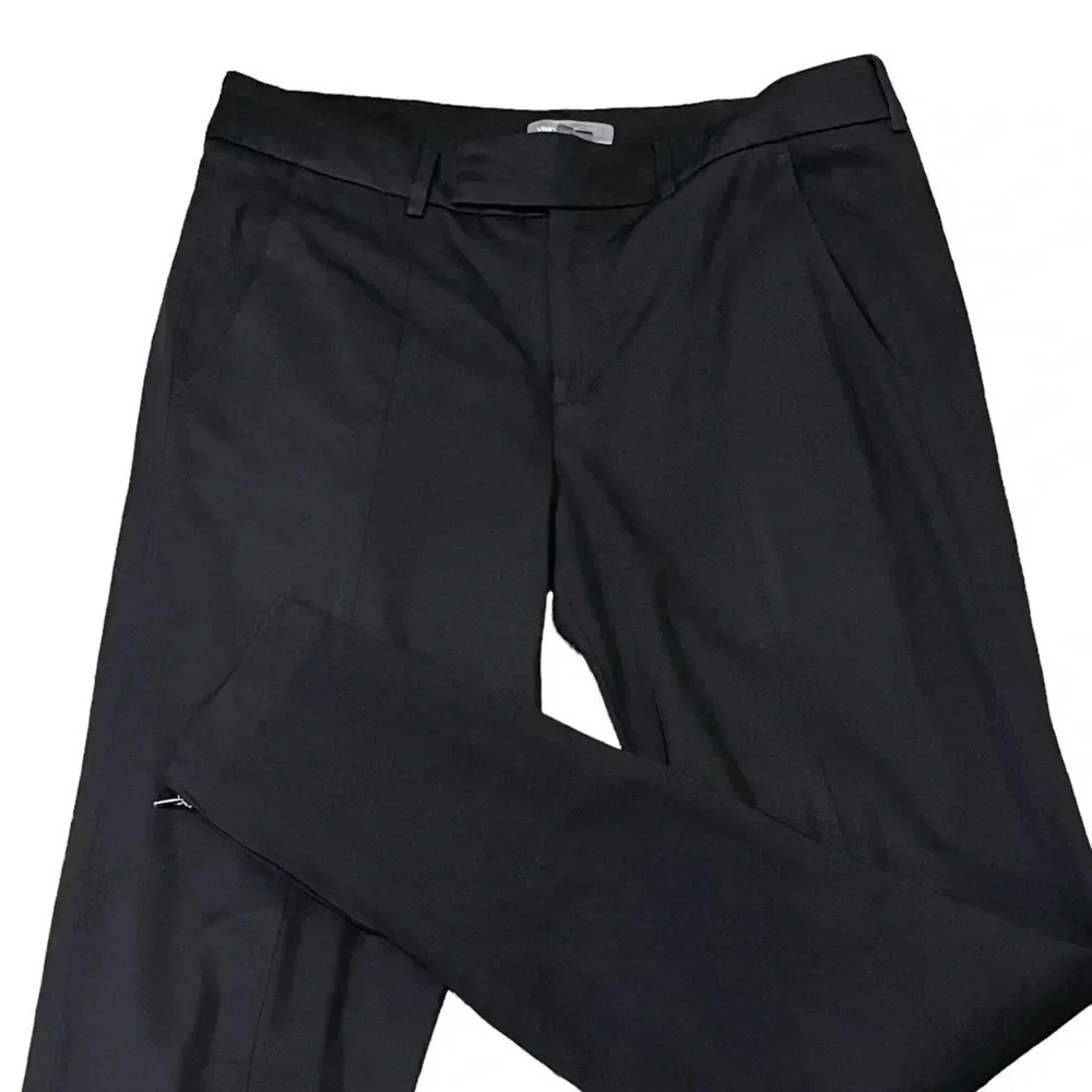 VINCE Zippered Cuff Hem Black Tapered Mid Rise Black Dress Pants Womens 6
